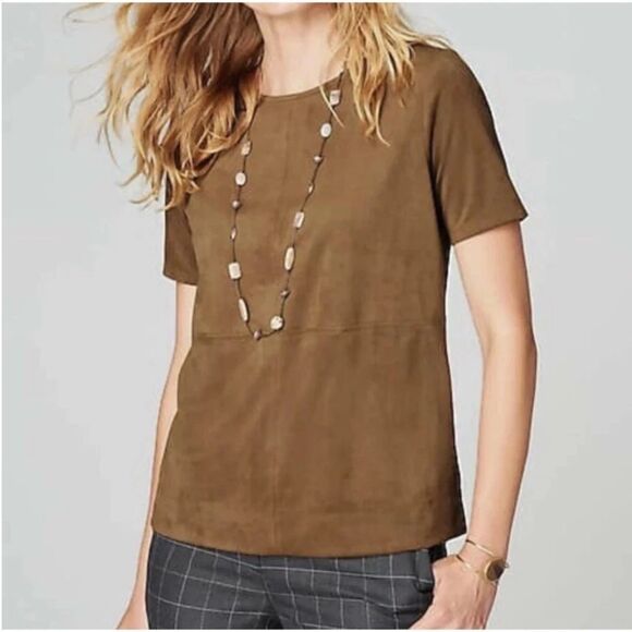 J. Jill Tops - J Jill Faux Suede Top Womens XL Brown Short Sleeve Boho Western Neutral